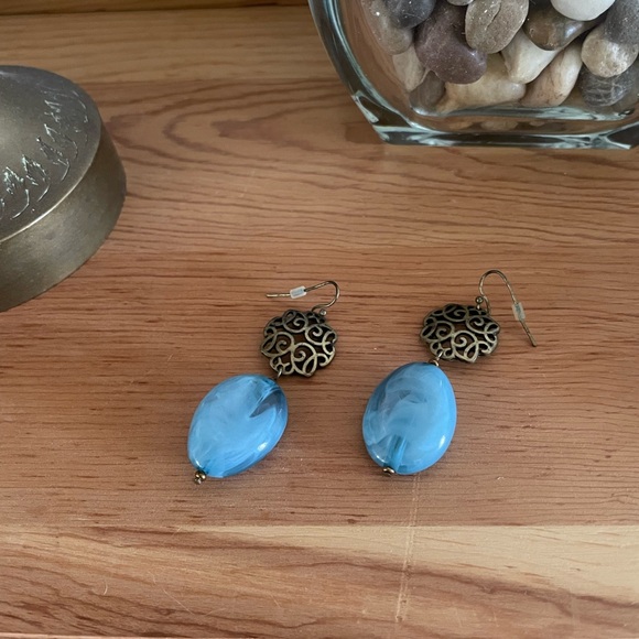 Dana Buchman Blue Wave Beaded Dangle Earrings - Picture 5 of 8